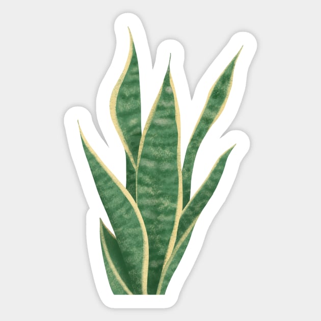 Snake Plant Sansevieria Dracaena House Plant Painting Trifasciata Sticker by ChloesNook